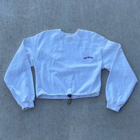 Urban Outfitters Sweaters - White BDG Cropped Pullover with Drawstring